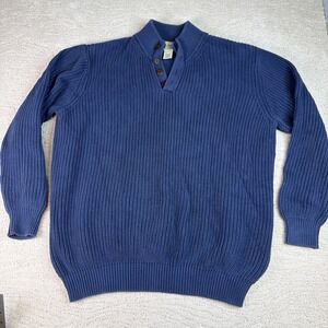 Men's L.L. Bean XLT Cable Knit 1/4 Button Fisherman Sweater Pullover